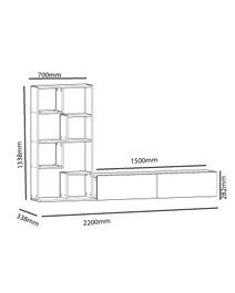 Hanah Home Mueble de TV Blanco de 220 cm